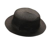 ZHINIAN Baby Sun Hat Summer Bowknot Straw Hat for Kids Wide Brim Boater Hat Foldable Breathable Flat Top Beach Hats UV Protection Black