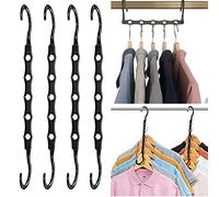Zhioudz Pack of 4 5-in-1 Clothes Hangers, Space-Saving Rotating Magic Clothes Hangers, Plastic, Multifunctional Black Magic Clothes Hangers, for Wardrobe, Closet