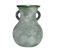 ZHIPINHUI 7.9in Green Glass Vintage Vase, Art Deco Double Eared Antique Marble Texture Vase