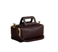 ZHIQIA Croc Embossed Handbag for Women Kiss Lock Top Handle Small Bag | Pillow Shape,Gold Frame Clasp,3 Carry Ways,Single Strap,Zip Closure,Exterior Pocket,28x13x15cm,Black Blue Coffee