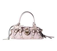 ZHIQIA Studded Boston Bag for Women Faux Leather Top Handle with Padlock | Gold Studs,Heart Padlock,Star Charm,Buckles,Tassels,38x17x15cm,650g,Large Size,Blush Pink,Black,Coffee,Flap Pocket