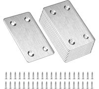 ZHIQIN 10pcs 60 X 38mm Mending Plates Stainless Steel Straight Support Shelf Flat Bracket Mending Plates Furniture Repair Plate Fixing Joining with Holes