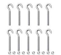 ZHIQIN 10PCS M6 Hook bolts and Nuts Screw Steel Hook Bolts 304 Stainless Steel Heavy Duty Hanging Hooks Bolt for Cabinet Shelf Hammocks Swing Chair Garden Boat