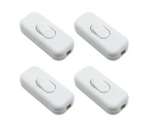 ZHIQIN 4 Pack Inline Switch for Lamps 250V 6A White Torpedo Switch Use Inline 2 or 3 Core Round or Flat Wire for Small Appliance, Desk Lamp, Light