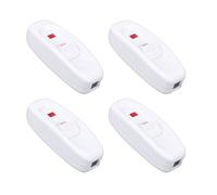 ZHIQIN 4 White Torpedo Switch Inline Switch 10A 250V For Small Appliance Bedside Desk Table Or Lamp Accepts 1-3 Core Round Or Flat Wire