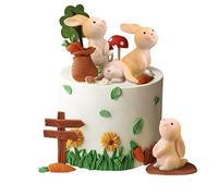 ZHIQIN 7 Pcs Rabbit Resin Cake Topper Mini Figures Cake Decorations Kids Cupcake Toppers for DIY Craft Easter Birthday Baby Showr Party Supplies