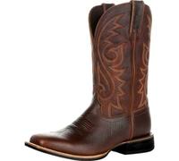 ZhiQin Men's Bald Eagle Black Leather Slip On Square Toe Cowboy Western Boots,Brown,6 UK