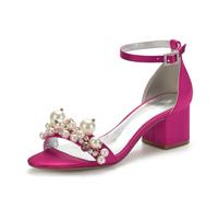 ZhiQin Rose,10 UK, Green Heels for Women Sexy Pointed Toe Ankle Strap Sandals Buckle Party Dress with pearl