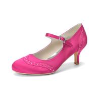 ZhiQin Rose,9 UK, Low Heel White Satin Wedding Shoes, 6Cm Kitten Heel Mary Jane Bridal Pumps for Bride