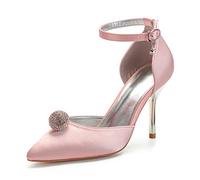 ZhiQin Women Fashion Pointed Toe High Heel Pumps Sexy Slip On Stiletto Party Shoes, Court Shoes com Strass,Dusty Rose,7 UK