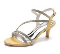 ZhiQin Women Formal Dress Shoes High Heel Pumps Sexy Buckle Stiletto Party Shoes, Court Shoes,Gold,7 UK