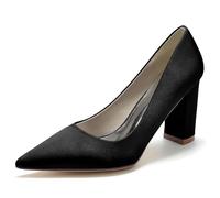 ZhiQin Women Heels Pumps Slip on Lavender Shoes with Wedding Shoes Sandals Ladies Shoes,Black,4 UK