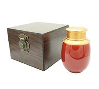 ZHIQIYI Keepsake Urn, small urns for human ashes, Handmade Ceramic Double Alloy Sealing Lid, with Woodgrain Box, Display Burial at Home or Office Decor(Rose red)