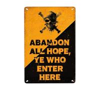 ZHIQUN Abandon All Hope Ye Who Enter Here Tin Signs Rustic Post Apocalyptic Skull Themes Vintage Metal Sign Retro Over Decor Bar Unique Piratepunk Wall Art Horror Man Cave Dining Room 8x12 inches