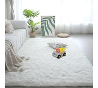 ZHIQXUE Shaggy Rug 80 x 100 cm Anti Slip Backing Washable Area Rugs Machine Washable Soft for Living Room, Bedroom, Nursery, Kids Baby Room, White