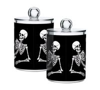 Zhirexin Halloween Skull 2PC Airtight Transparent Glass Storage Jar, Food Storage Container Glass, Can Store Candy, Salt, Coffee Beans, With lid, Easy To Use…