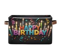 Zhirexin Happy Birthday Pattern Storage Bins,Storage Baskets for Shelves Large Fabric Closet Organizers with Handles for Clothes Blankets 1-Pack