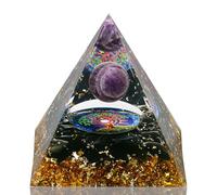 Zhiwei Orgone Pyramid Small Healing Crystal Pyramid with Amethyst & Obsidian of Positive Energy Spiritual Healing Crystal Pyramids for Resist Stress, Bring Good Luck Wealth and Success. (Purple)
