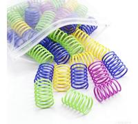 Zhixan 100PCS Colorful Cat Spring Toys, Colorful Plastic Interactive Puzzle Game Toy for Indoor Kittens & Adult Cats to Kill Time and Keep Fit, Fun Birthday Presents(Green, Yellow, Blue, Purple)