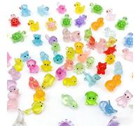Zhixan 200PCS Glow in The Dark Mini Resin Animals, Tiny Small Miniature Animal Figurines Bulk, Ducks, Turtles for Fairy Garden, Aquarium, Dollhouse Night Decor, DIY Crafts Toys and Creative Stuff