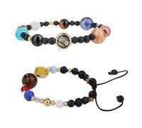 Zhixan 2Pcs Solar System Planets Bracelet Set Adjustable Space Astronomy Beaded Permanent Science Physics Themed Gifts for Kids Boys Adults Sagittarius Planet Themed Bracelet