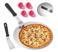 Zhixan 6Pcs Pizza Peel Set, 12Inch Metal Paddle with Foldable Handle, Stainless Steel Spatula for Oven, Grill, Homemade Bread, Pizza Oven Accessories