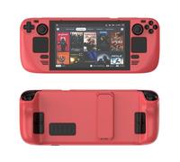 Zhixteu Soft Protective Case for Steam Deck for Steam Deck OLED, Full Protection Cover Scratch Resistant Grip Case with Built-in Kickstand (Red)