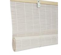 Zhixubah Custom Size White Bamboo Roller Blinds Privacy Bamboo Shades For Indoor Windows Natural Bamboo Blinds For Windows With Lift Decorative Curtain 45-180cm Wide Sun Protection Partition