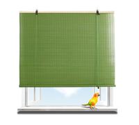 Zhixubah Green Natural Bamboo Roller Blind Natural Bamboo Curtains With Lifter Kitchen Roller Blind Sun Protection Privacy Roman Roller Shades Light Filtering 70% Easy Installation