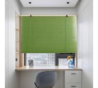 Zhixubah Outdoor Roller Blinds Retro Bamboo Blinds 75% Blackout Natural Window Shades Blinds Green Bamboo Exterior Roll Up Shades Light Filtering Roman Shades Blinds Anti-UV For Kitchen(W90xH120cm)