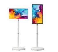 ZHIXUMM 1080p Smart Portable Wireless Touch Screen Tv On Wheels With, 24inch,27inch,32inch Inch Portable Smart Screen, 360° Rotating Adjustable Floor Stand, 10h Life Time 24inch-4+64G