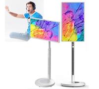 ZHIXUMM Mobile Portable Tv, 1080pfhd Smart Touchscreen Monitor, Touchscreen Tv Rotatable Touch Screen Mobile Smart Tv With Camera 8000mah Battery, Floor Standing Smart Mobile Tv 32inch-8+128G