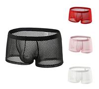 Zhiyao Boxer Shorts Men Men's Pack of 4 Basic Briefs Transparent Breathable Retro Shorts Men Cotton Underwear Soft and Ideal Fit Underwear Mesh Sport Stretch Boxer Shorts, Multi-coloured-1, XXL