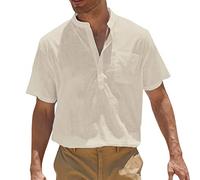 Zhiyao Men's Shirts Long Sleeve & Short Sleeve Shirt Tops Slim Fit T-Shirt Summer Shirt Men's Regular Fit Hawaiian Shirt Casual Shirt for Men Gift T-Shirt, beige, XL
