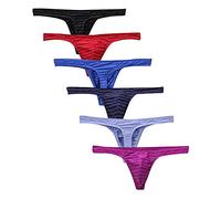 Zhiyao Pack of 6 Men's Comfortable Bikini Underwear Comfortable Jockstrap G-String Modal Briefs String Men Sexy Low Rise Thong Men Underwear, multicoloured, M