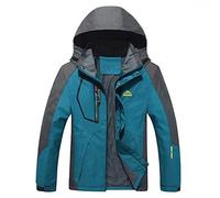 Zhiyao Rain Jacket, Men's Outdoor Rain Leisure Jacket, Hood, Waterproof Rain Jacket, Foldable Hardshell Raincoat, Zip, Lightweight Jacket, Ideal for Cycling and Hiking, B - sky blue., XXXL