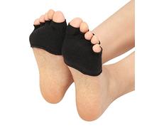 Zhiyao Socks Women's Invisible Yoga Sport Non-Slip Open Toe Socks Half Grip Heel Five Finger Socks Colourful Men's Socks, black, One size