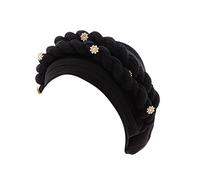 Zhiyao Turban Women's African Turban Braided Headwear Headscarf Chemo Cap Pre-Tied Beanie Hat Head Wrap Sleep Hat 2023, black, One Size Fits All