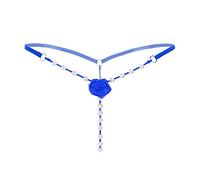 Zhiyao Women's G-String Pearl Massage Underwear T-Pants Rose Thong Panties Invisible Deep Sitting Briefs, blue, L