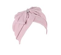 Zhiyao Women's Turban Hat with Removable Crystal Brooch 1920s Retro Feather Turban Hat Accessories 2023, pink, One Size