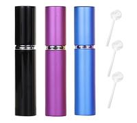 ZHIYE 10ML Perfume Atomiser Spray Bottle, 3 Pieces Refillable Refilling Travel Size Perfume Bottles in Pocket & Handbag Black & Purple & Blue