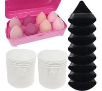 ZHIYE 116 pcs Makeup Sponge and Cotton Pads Set, 8 Makeup Blending Sponge + 8 Triangle Powder Puffs + 100pcs Makeup Remover Pads for BB Cream Liquid Foundation & Cleansing Face Skin