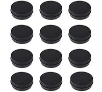 ZHIYE 12 Pcs Aluminium Screw Pots, 60ml Empty Black Cosmetics Container Tin Balm Make Up Jar
