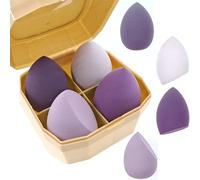 ZHIYE 4 Pack Makeup Sponge, Latex Free Beauty Makeup Blending Sponges Blender Foundation Sponge Concealer Sponges for Creams, Liquid, Powders, Purple Style
