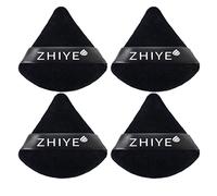 ZHIYE 4pcs Triangle Powder Puffs, Reusable Face Makeup Puff, Multifunctional Facial Makeup Tool Wet, Dry Dual-Use Makeup Sponge for BB CC Cream Liquid Foundation(BLack)