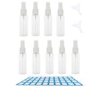 ZHIYE 9PCS Spray Bottle, 50ml Plastic Refillable Spray Bottle Clear Empty Fine Mist Atomiser Travel Bottle with Funnel and Labels for Cleaning Make-up Cosmetic Hair