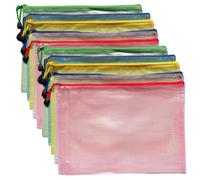 ZHIYE A5 Plastic Wallets, A5 Document Folders, Zip-Lock Bags, Files Folder Bags 10 PCS for School, Office, Homework Cosmetics Blue,Green,White,Pink