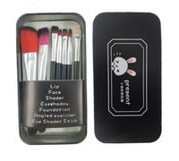 ZHIYE Children Makeup Brush Set, 7Pcs Makeup Brushes Foundation Eyebrow Eyeliner Brush Cosmetic Concealer Brushes for Kids Girls, Women travel - Black with case