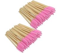 ZHIYE Eyelash Mascara Brushes with Wooden Handle, 100pcs Wands Applicator Eyebrow Brush Makeup Kit, Eyebrow Castor Oil Brush Makeup Tool