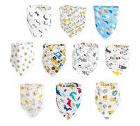 ZHIYE Toddler Infant Baby Bib 100% Cotton Absorbent Bandana Dribble Bib with Adjustable Snaps Saliva Towel Burp Cloth 10 Pcs Unisex
